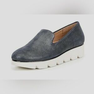 Alex Marie Women's Metallic Leather Platform Loafer Navy 
Size:7
